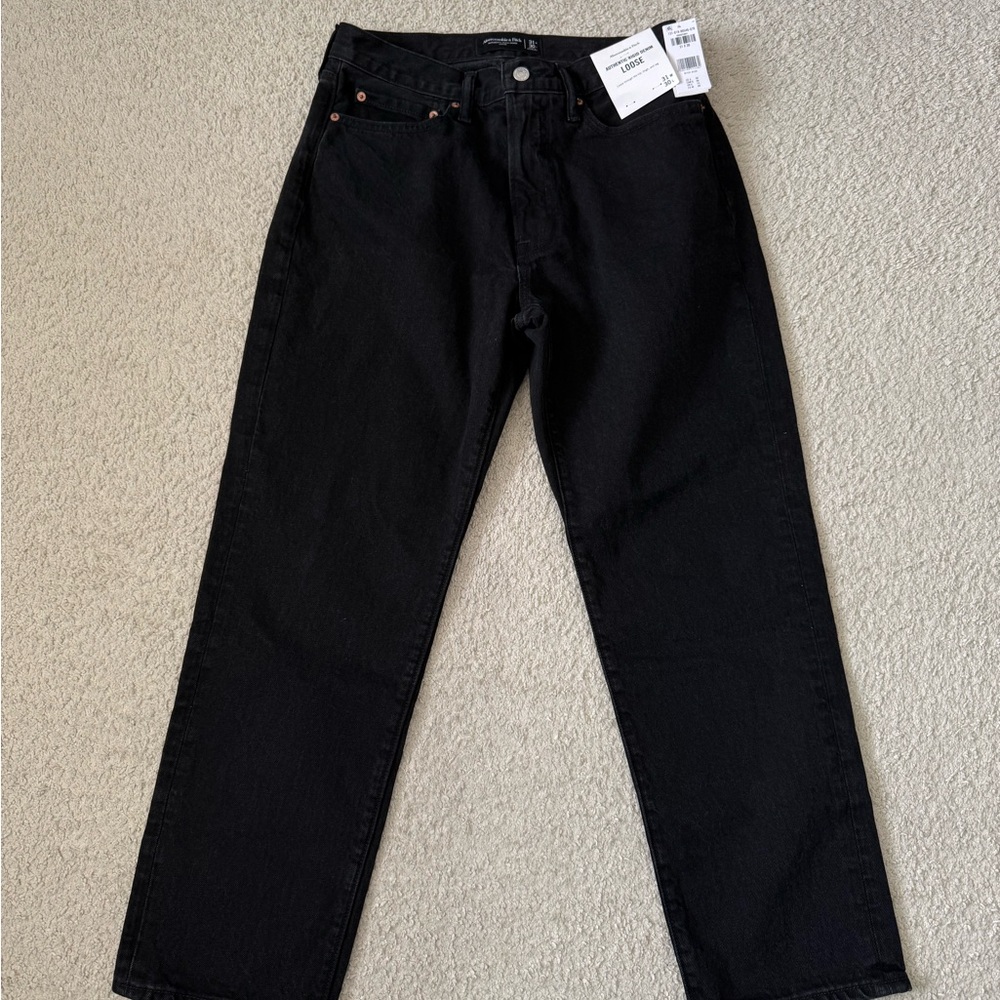 Abercrombie and Fitch Jeans Men's Loose Authentic Rigid Denim Black 31x30 NWT